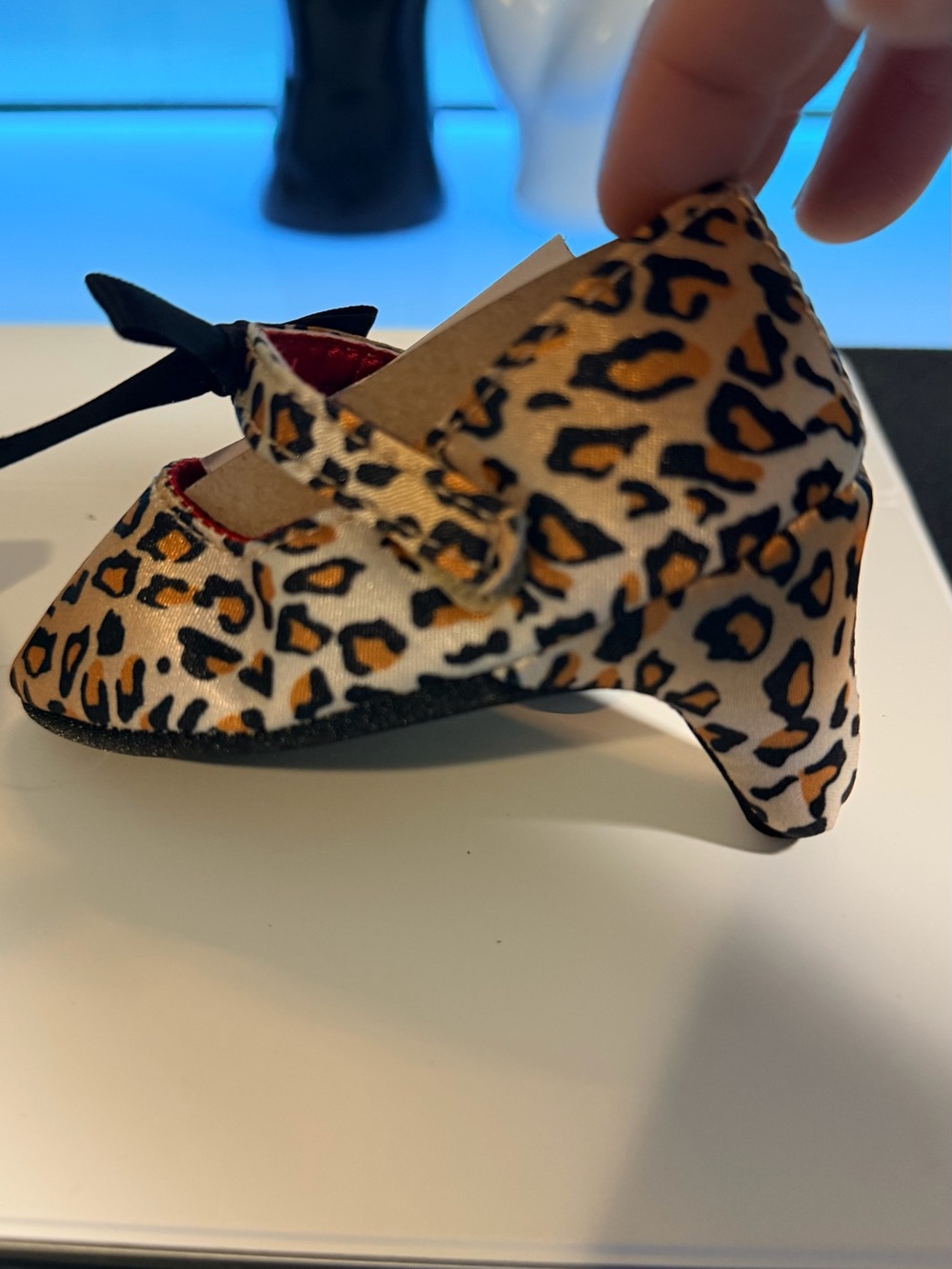Stylish Leopard Print Baby Infant Soft Mary Jane Heeled Crib Shoes Bow Sz 2.5 US - Picture 2 of 6